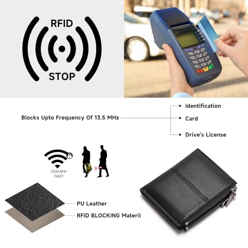 Image of Zipper Wallet for Men Bifold Wallets with 1 ID Window 7Card Slot Coin Pocket- Big Capacity Credit Card Travel Wallet