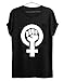 Wbecteam Fist Print Women's T-Shirt Short Sleeve Crew Neck for Female (M, Black-2)