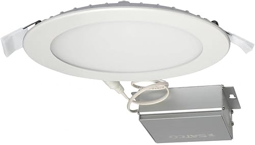 SATCO S11604 - Downlight LED de cable directo de 12 vatios y 120 voltios borde iluminado 6 pulgadas 4000 K regulable redondo controlador remoto (12