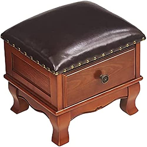 Repose-Pieds en Cuir Cube 35cm | Tabouret Coffre de Rangement Salon D - 2