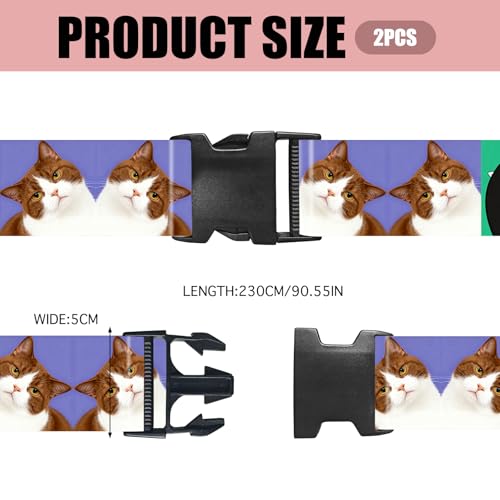 Image of Nuxovilar Luggage Straps Set for Suitcase 1.96x71in Polyester | Cargo Strap Travel Belt Security Buckle Band Pet Lover Family Trip Casual Travel (Cats Pattern)