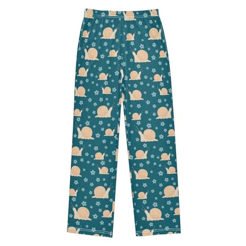 Snail Flowers Boys Long Pants Soft Trousers Elastic Waist Kids Lounge Bottoms with Pockets S-XL