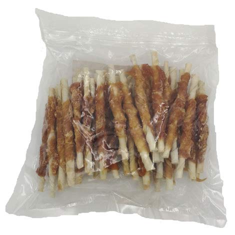 Biazoo - Sticks de Cuero Trenzado con Pollo 500 grs Snacks para Perros Apto para Todas Las Razas y tamaños. Altamente digerible y con Alto Contenido en proteína.