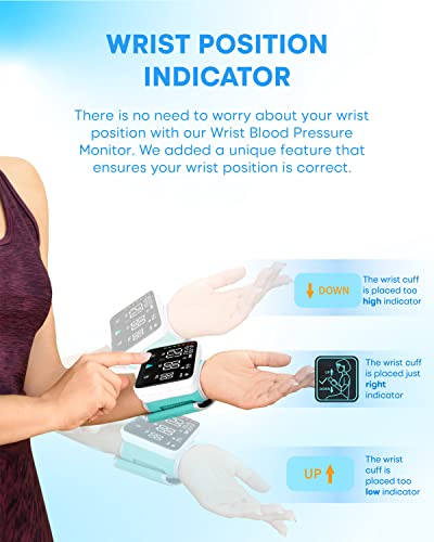 2023 Wrist Blood Pressure Monitor - Rechargeable Blood Pressure Machine Has Large Led Display With Voice & Position Sensor - 240 Sets Memory Digital Automatic Blood Pressure Wrist Cuff #TOP3