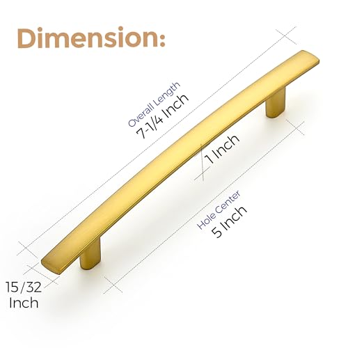 Image of Ravinte 30 Pack Cabinet Handles Brushed Brass Cabinet Pulls Kitchen Cabinet Handles,Curved Drawer Pulls in 7-1 /4 Inch Length with 5 Inch Hole Center Arch Kitchen Cabinet Hardware