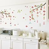 スクウェアショップ ウォールステッカー 椿 A4×8枚 w0212 つばき 花 メジロ 木 枝 植物 和風 飾り 正月 和 和柄 和風 日本 日本風 赤