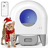 Fumoi Automatic Cat Litter Box Self Cleaning Litter Box Large Capacity for Multiple Cats, App Control with Safety Sensors, Removable Washable Liner,2 Rolls Garbage Bags,Grey