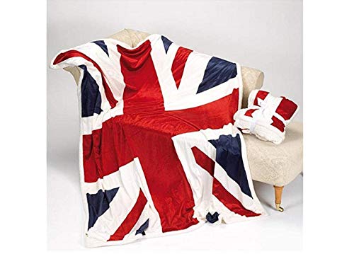 BIANCHERIAWEB Plaid Cooper avec Retro Mouton Dessin Drapeau UK 130x160 cm Bandiera UK
