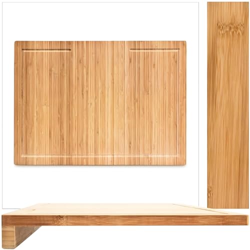 Tabla de cortar rectangular de bambú 55.88x38.1 cm con canal para jugos miniatura 4