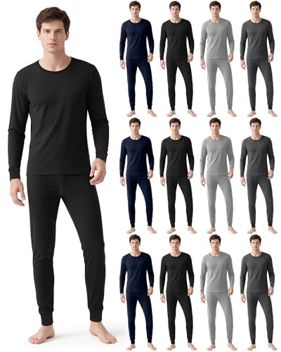 12 Pack Men's Thermal Underwear Sets Long Underwear Fleece Lined Top Bottom Base Layer for Cold Weather,Homeless