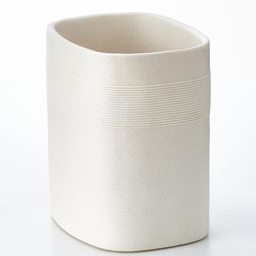 Image of Polytree Beige Stone-Look Small Bathroom Trash Can, Simple Oval Stone Look Garbage Bin, Resin Decorative Waste Basket for Kitchen Office, Home Decor, Bedroom, Living Room