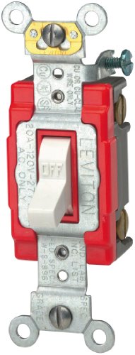 Leviton 1221-2W 20-Amp, 120/277-Volt, Toggle Single-Pole Ac Quiet Switch, Extra Heavy Duty Spec Grade cover