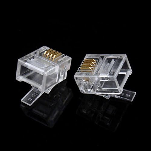 CALISTOUK 50 Pcs Durable 4 Pin RJ11 RJ11 6P4C Modular Plug Telephone