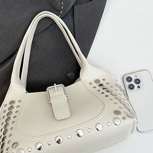 Vintage Shoulder Bag With Studded Design PU Leather Underarm Bags Casual Bucket Handbag For Trendy Women And Teens Casual Day3