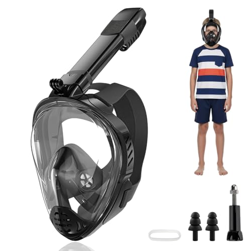 Image of Proberos Full Face Snorkel Mask for Teens & Adult, 180 Degree Panoramic HD Anti Fog Snorkeling Mask with with Dry Top Breathing System & Camera Mount Rack, for Snorkeling Diving Sightseeing, Size-S