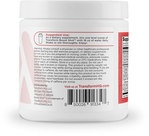 Image of TransformHQ Energy & Focus Powder (Fruit Punch) 28 Servings, Gluten-Free | Boost Shot Clean Energy Drink Mix, Sugar Free, GMO-Free