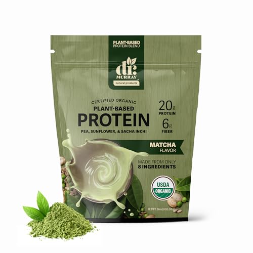 Dr. Murrays USDA Organic Plant Based Protein Powder | 20g Protein | 6g Fiber | Vegan & Keto | Gluten & Dairy Free | Low Carb | No Added Sugar | Matcha 1 lb.