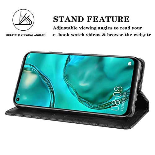 SEAHAI Cover Custodia Folio in Pelle per Motorola Edge 50 Fusion, Premium PU /TPU Portafoglio Case con Slot per Schede, Magnetica Adsorbimento Automatico Flip Cover - Nero