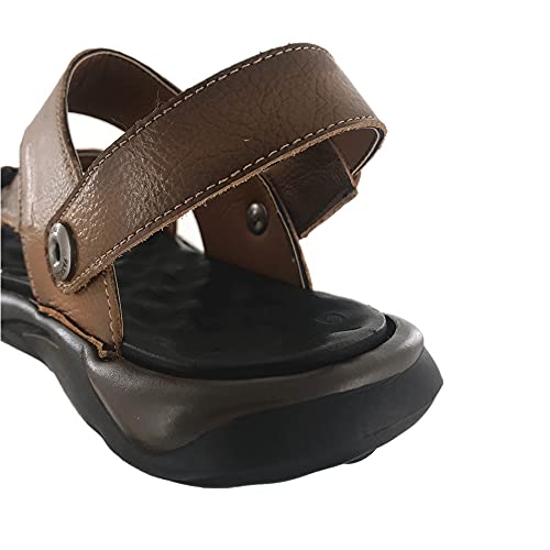 ZLUXURQ Mens leather sandals summer outdoor sports hiking beach leisure slippers4