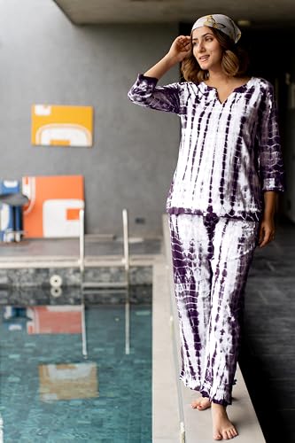 Image of MIRCHI FASHION Women's Cotton Shibori Dyed Printed Co-Ord Set of Short Kurti & Plazzo Pant