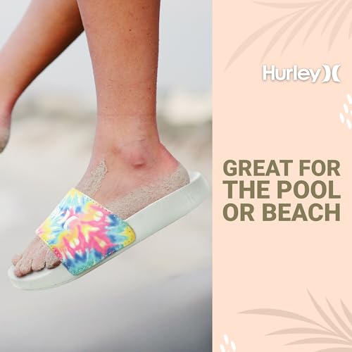 Hurley Naia Comfortable Slip-On Kids Sandals, Cute Girls' Slides for Indoor and Outdoor, Shower Slides for The Beach and Pool3