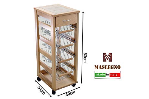 CARRELLO PORTAFRUTTA VESUVIO NATURALE SALVASPAZIO MATTONELLE DECO LEGNO MASSELLO 380526