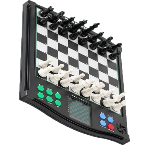 Juego de ajedrez electrónico con pantalla táctil, juego de ajedrez inteligente con voz, IA integrada, múltiples configuraciones de competición, para adultos, niños y principiantes. El compañero ideal