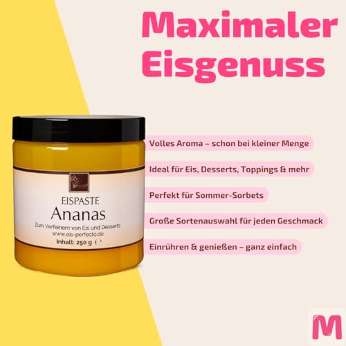 Ananas Eispaste Eis Aroma für leckeres Eis Desserts Spritzige Getränke Pralinen Zum Verfeinern von Eis Getränke Kuchen Tortencremes Eiscreme Inhalt 250 g – Bild 4