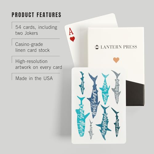 Lantern Press naipes póker tiburones 52 cartas adulto miniatura 3