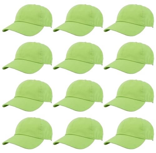 Image of Gelante Baseball Caps Hats 100% Cotton Plain Blank Adjustable Size Wholesale Bulk of 12 Pack