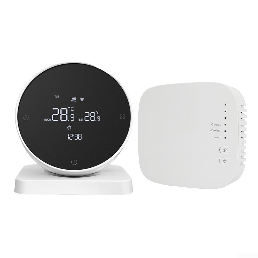 Termostato programable para Tuya Life App sistema de caldera de calefacción por suelo de agua, receptor inalámbrico RF433, pantalla LCD giratoria para dial USB blanco (WIFI)