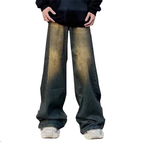 Men's Casual Solid Color High Waist Baggy Jeans Fashion Wash Straight Wide Leg Denim4