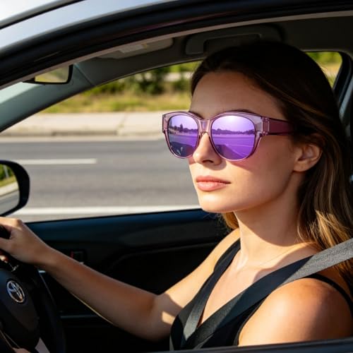 Image of HAOLOTA Fit Over Glasses Sunglasses for Women Polarized | Over Glasses Sun Glasses, UV400 Polarized Lens, Trendy Cat Eye Sunglasses, Lightweight and Flexible, Driving, Daily Use