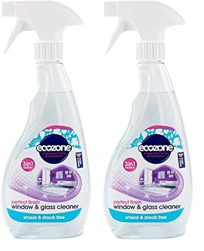 Ecozone Window & Glass Cleaner, Leaves Smear & Streak Free Shine, Clean & Polish with Natural Plant Extracts, Citrus-Floral Scent, for Windows, Doors, Mirrors & Surfaces, Vegan Friendly (500ml Spray)