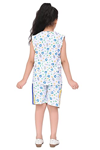 Image of SK Wardrobe Girls T-Shirt & Shorts Night Suit Set | Kids Cotton Sleepwear | Soft & Breathable Summer Nightwear | Comfortable Home Wear & Lounge Dress for Girls | Pack of 2