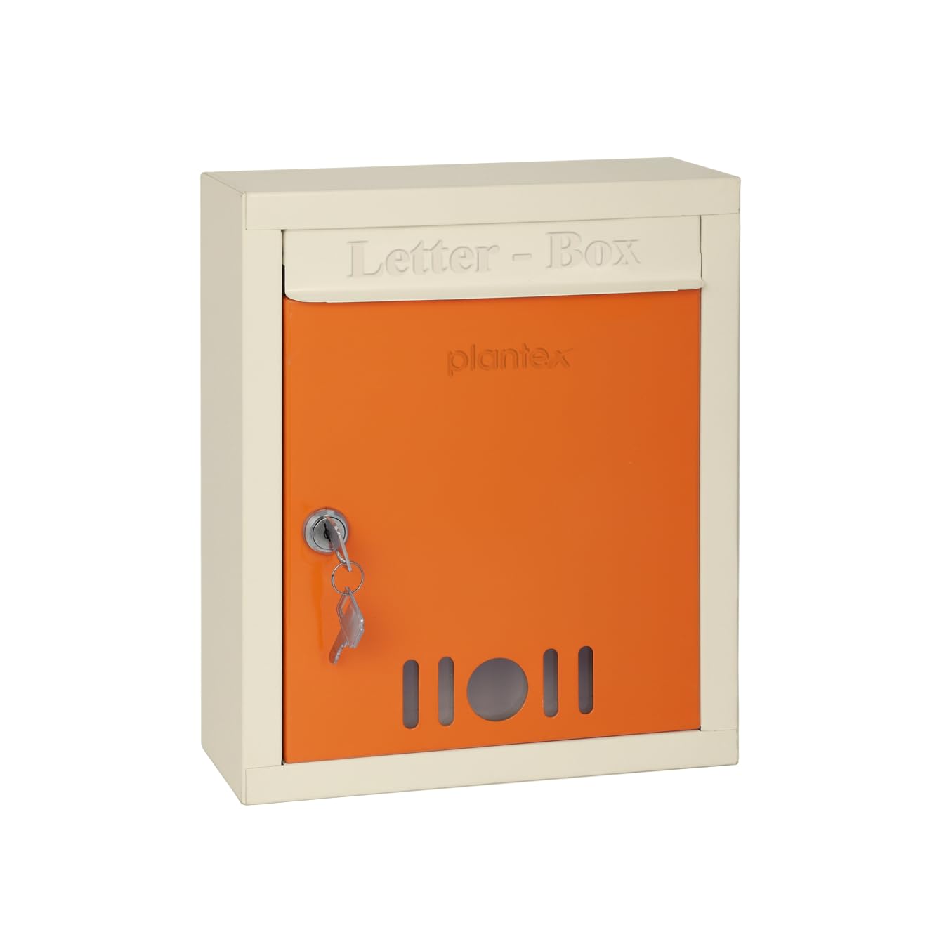 Plantex Letter Box - Mail Box/Post Box/Letter Box for Home gate/Complaint Box/Suggestion Box/Donation Box with Key Lock (Orange & Ivory) - Wall Mount A4 Size