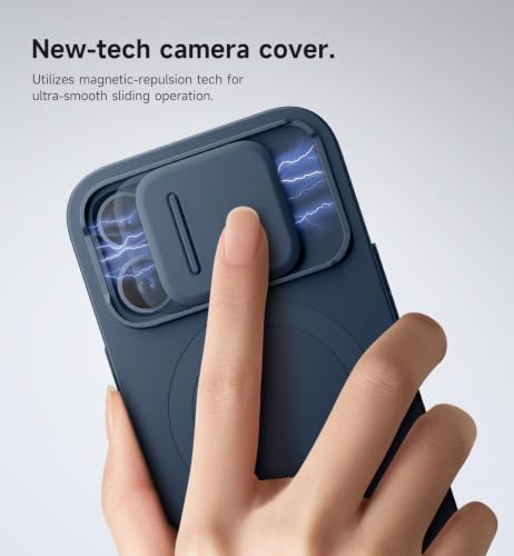 Image of SURITCH for iPhone 13 Pro Case with Magnetic Camera Slide Cover and Adjustable Kickstand, Compatible with MagSafe, Shockproof Bumper Case Slim Protective Cover for iPhone 13 Pro 6.1 Inch, Blue