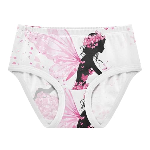 Toddler Briefs, Fairy Flower Butterfly Pink Cotton Underwear for Girls, 2T–8 Years