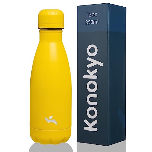 Image of Konokyo Insulated Water Bottles,12 oz Double Wall Stainless Steel Vacumm Metal Flask for Sports Travel,Yellow