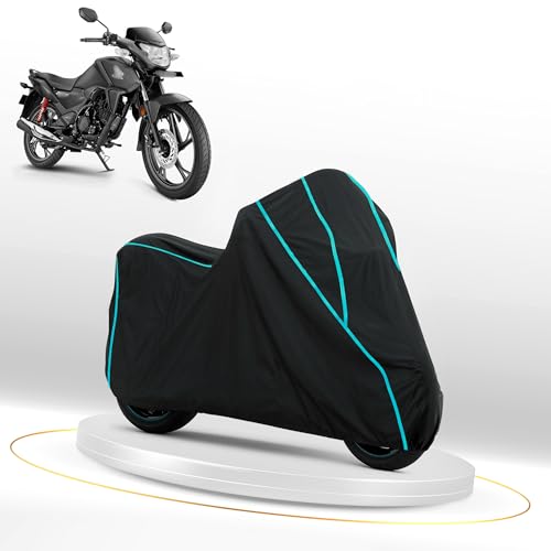 Image of Waterproof Bike Cover for Honda SP 125 | Dustproof, UV Heat Resistant & Windproof with Full Bottom Elastic, Heavy Duty Polyester Fabric, Triple Stitched - Black