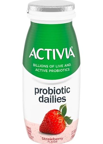 evsemo Activia Probiotic Dailies Low-Fat Yogurt Drink Variety Pack | Strawberry and acai berry flavors | 24 pk./3.1 fl. oz.