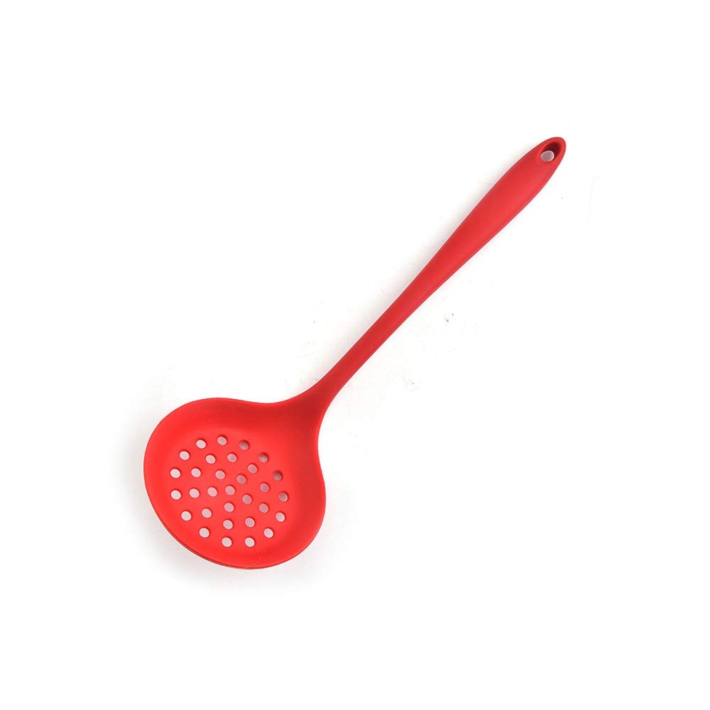 Colador Silicona Filtro de Aceite Cuchara Mango Largo colador Utilizado en la Cocina (Color : Red)