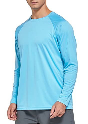 Susclude Men's Sun Protection Upf 50+ Long Sleeve Shirts Uv Spf Performance Shirts Lightweight Athletic Running Workout Shirts Blue L #TOP4