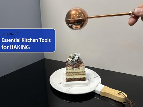 Image of JETKONG Large Flour Sifter, Baking Sifters with 18 /8 Stainless Steel Dusting Wand for Sugar, Flour and Spices, Set of 2 (Large, Brown)