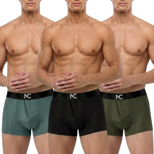 Image of Men's Microfiber Boxer Briefs for Men | Ultra Soft, Breathable, Moisture Wicking Stretch Trunks | Anti-Chafing Comfort | Elastic Waistband Pack of 3