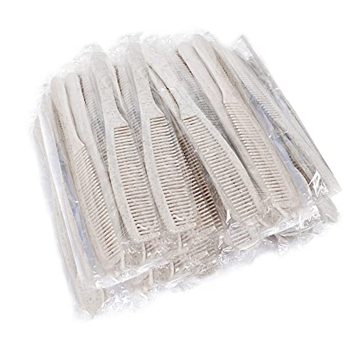 Bulk Disposable Wheat Straw Combs - Individually Wrapped for Hotel, Airbnb, Homeless (Pack of 50)