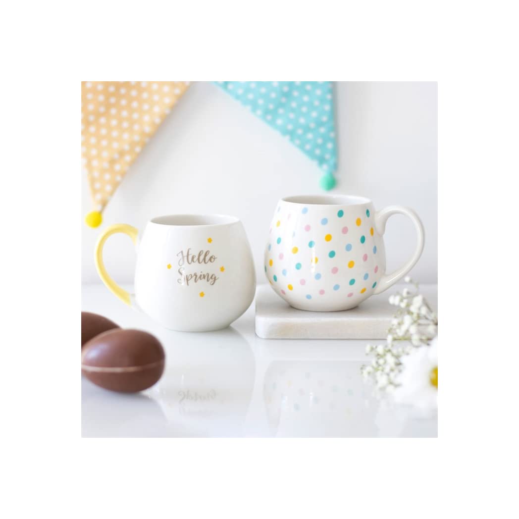 Cheerful Multicolor Pastel Dot Spotted Rounded Mug, 9.4cm x 13.6cm (1 Pc.), Quality Ceramic Material - Image 4