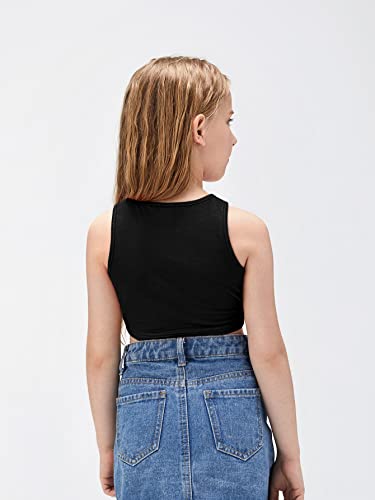 OYOANGLE Girl's Casual Solid Sleeveless Round Neck Slim Fit Basic Crop Tank Top2