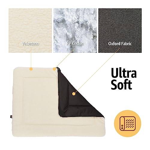 Veehoo Soft Dog Bed Mat, Washable Plush Dog Crate Pad Mat, Fluffy Comfy Kennel Pad Anti-Slip Pet Sleeping Mat For Large Dogs And Cats, 42X30 Inch, Beige #TOP2