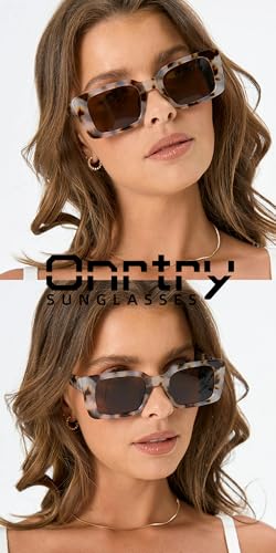 Onrtry Rectangle Sunglasses for Women Men Vintage Fashion Sun Glasses3